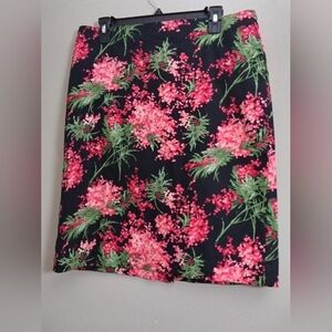 Talbots Cotton Floral Pencil Skirt Size 14 Petite